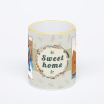 Кружка с желтой ручкой и ободком