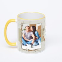 Кружка с желтой ручкой и ободком