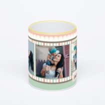 Кружка с желтой ручкой и ободком