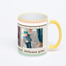 Кружка с желтой ручкой и ободком