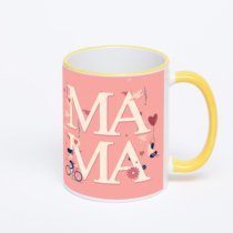 Кружка с желтой ручкой и ободком