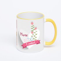 Кружка с желтой ручкой и ободком