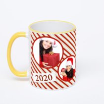 Кружка с желтой ручкой и ободком