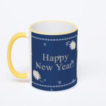 Кружка с желтой ручкой и ободком