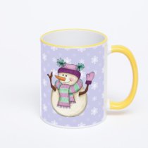 Кружка с желтой ручкой и ободком