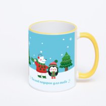 Кружка с желтой ручкой и ободком