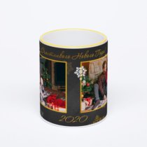 Кружка с желтой ручкой и ободком