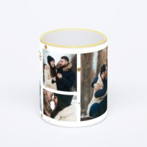 Кружка с желтой ручкой и ободком