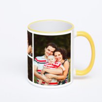 Кружка с желтой ручкой и ободком