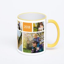 Кружка с желтой ручкой и ободком