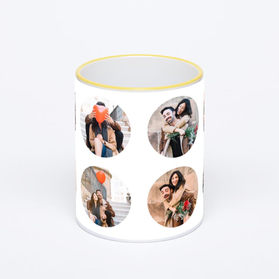 Кружка с желтой ручкой и ободком