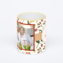 Кружка с желтой ручкой и ободком