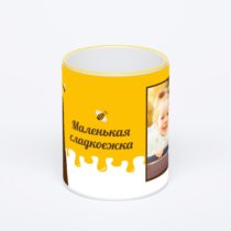 Кружка с желтой ручкой и ободком