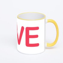 Кружка с желтой ручкой и ободком