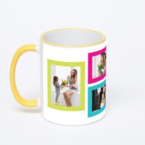 Кружка с желтой ручкой и ободком