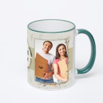 Кружка с зеленой ручкой и ободком