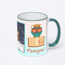 Кружка с зеленой ручкой и ободком