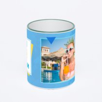 Кружка с зеленой ручкой и ободком