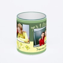 Кружка с зеленой ручкой и ободком