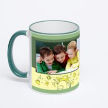 Кружка с зеленой ручкой и ободком