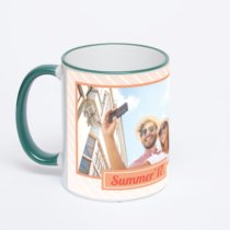 Кружка с зеленой ручкой и ободком