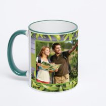 Кружка с зеленой ручкой и ободком