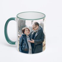 Кружка с зеленой ручкой и ободком