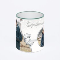 Кружка с зеленой ручкой и ободком