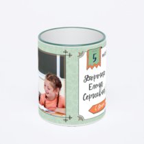 Кружка с зеленой ручкой и ободком