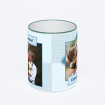 Кружка с зеленой ручкой и ободком