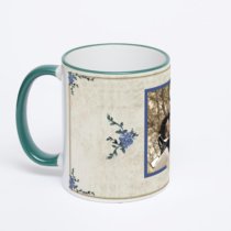 Кружка с зеленой ручкой и ободком