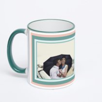 Кружка с зеленой ручкой и ободком