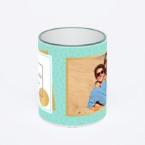 Кружка с зеленой ручкой и ободком