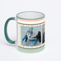 Кружка с зеленой ручкой и ободком