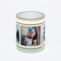 Кружка с зеленой ручкой и ободком