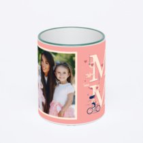 Кружка с зеленой ручкой и ободком