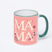 Кружка с зеленой ручкой и ободком