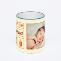 Кружка с зеленой ручкой и ободком