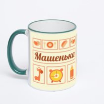 Кружка с зеленой ручкой и ободком