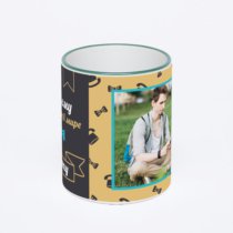 Кружка с зеленой ручкой и ободком