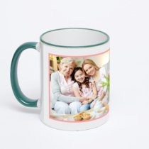 Кружка с зеленой ручкой и ободком