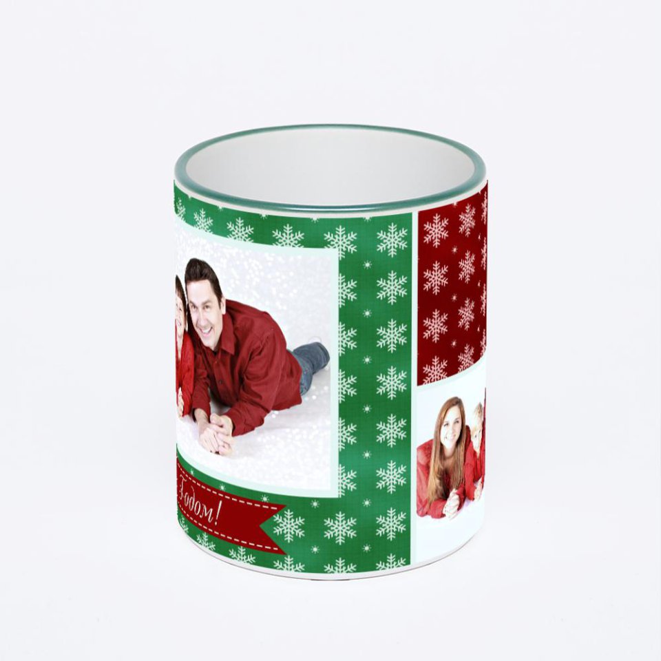 Кружка с зеленой ручкой и ободком