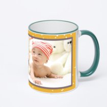 Кружка с зеленой ручкой и ободком