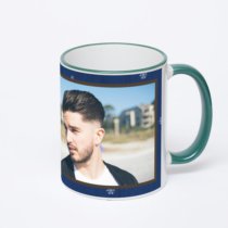 Кружка с зеленой ручкой и ободком