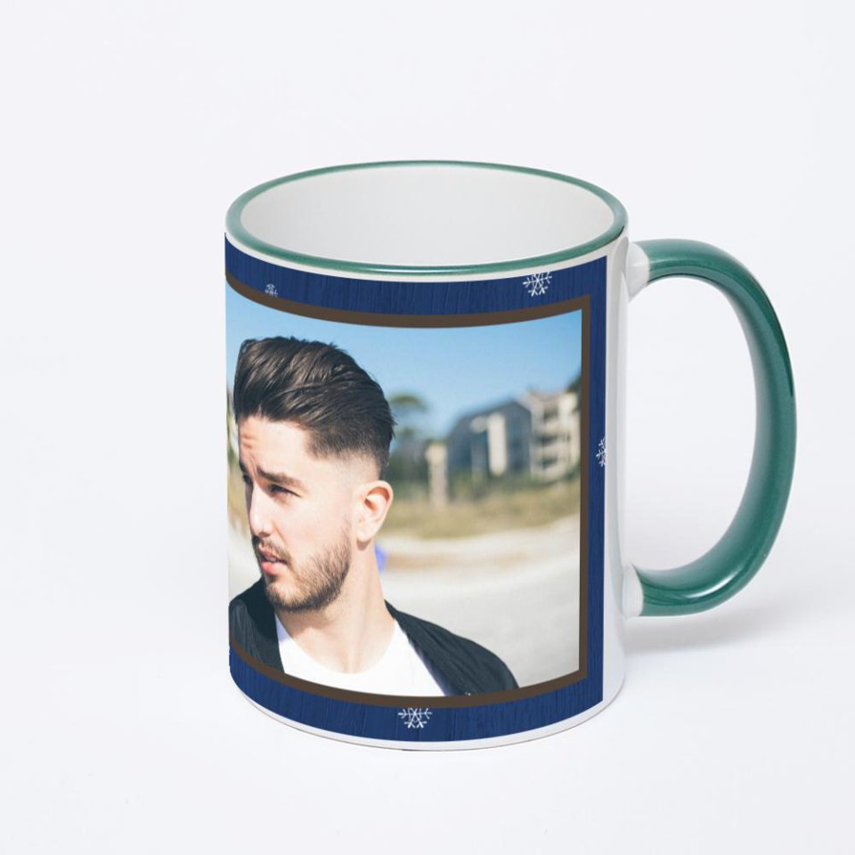 Кружка с зеленой ручкой и ободком