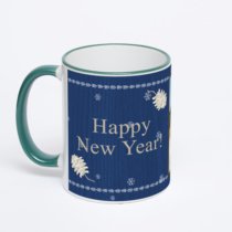 Кружка с зеленой ручкой и ободком