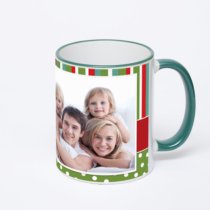 Кружка с зеленой ручкой и ободком