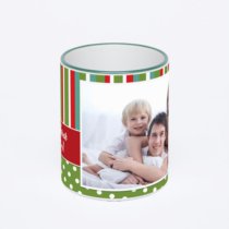 Кружка с зеленой ручкой и ободком