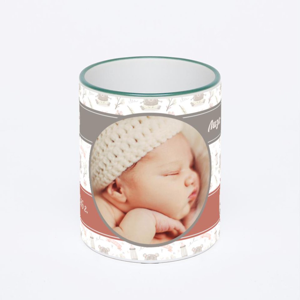 Кружка с зеленой ручкой и ободком