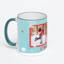 Кружка с зеленой ручкой и ободком